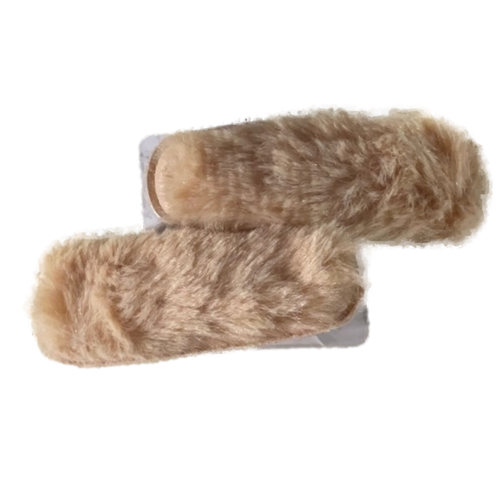Carmel Color Furry Hair Clips Two